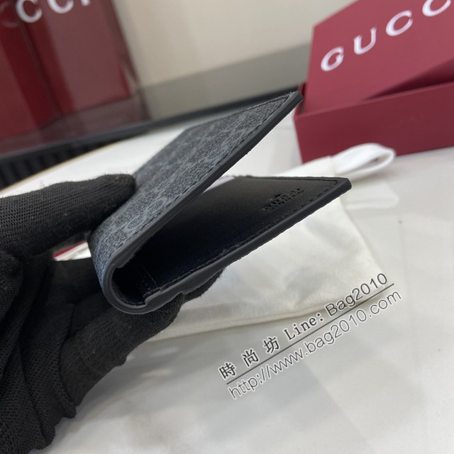Gucci專櫃古馳最新款Emblem系列經典圖案錢包男士雙折卡片夾 jh2703型號：821209